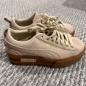 Puma Women's Beige Platform Sneakers